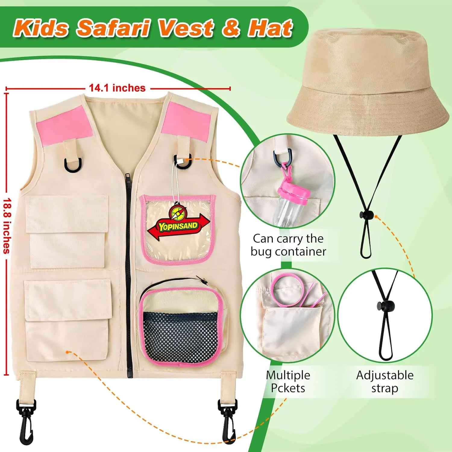 Kids Explorer Kit & Bug Catcher Kit, Kids Camping Gear for Kids, Outdoor Exploration Set with Vest & Hat, Ideal Outdoor Camping Adventure Toys for Boys Girls