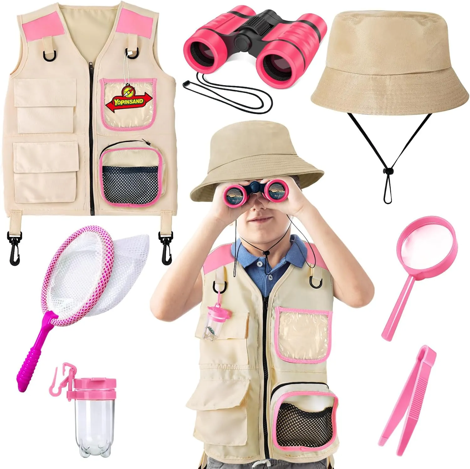 Kids Explorer Kit & Bug Catcher Kit, Kids Camping Gear for Kids, Outdoor Exploration Set with Vest & Hat, Ideal Outdoor Camping Adventure Toys for Boys Girls