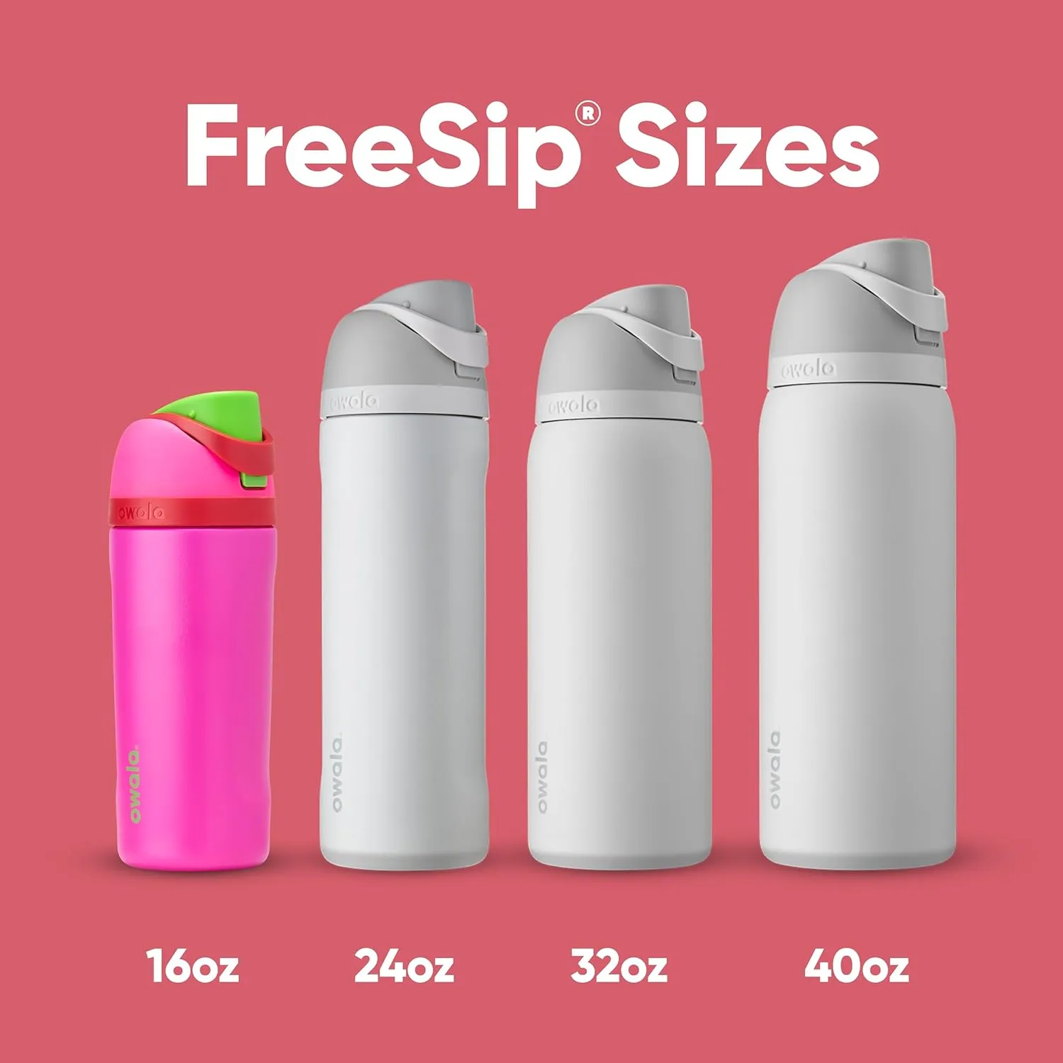 Kids FreeSip Insulated Stainless Steel Water Bottle with Straw for Sports, Travel, and School, BPA-Free Sports Water Bottle, 16 oz, All The Berries