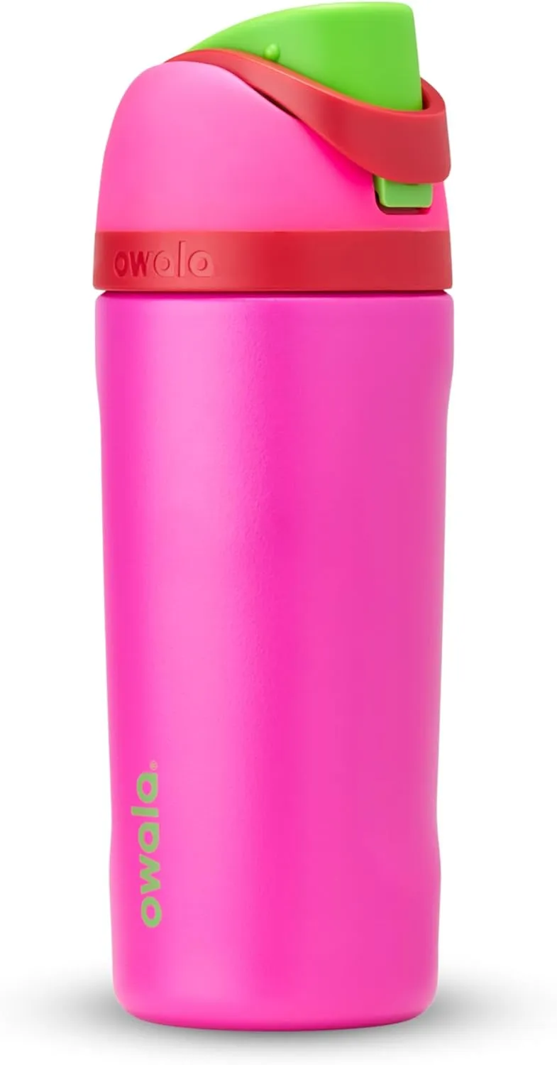 Kids FreeSip Insulated Stainless Steel Water Bottle with Straw for Sports, Travel, and School, BPA-Free Sports Water Bottle, 16 oz, All The Berries