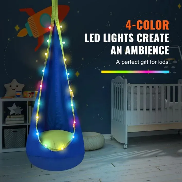 Kids Hanging Pod Hammock with optional LED Lights - Autism - Kids Hanging Pod Hammock