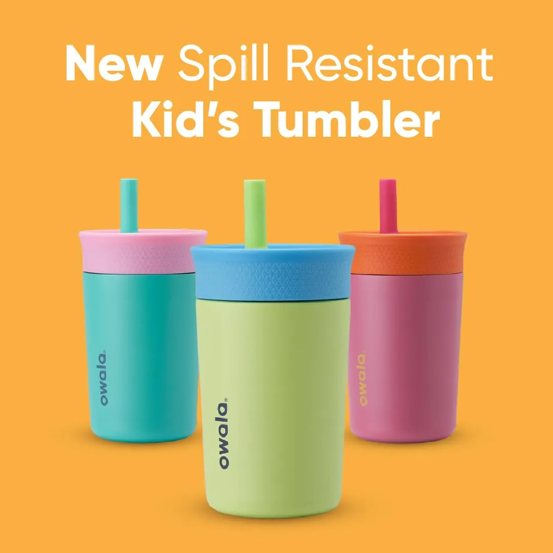 Kids Insulation Stainless Steel Tumbler with Spill Resistant Flexible Straw, Easy to Clean, Kids Water Bottle, Great for Travel, Dishwasher Safe, 12 Oz, Pink and Purple (Lilac Rocket)