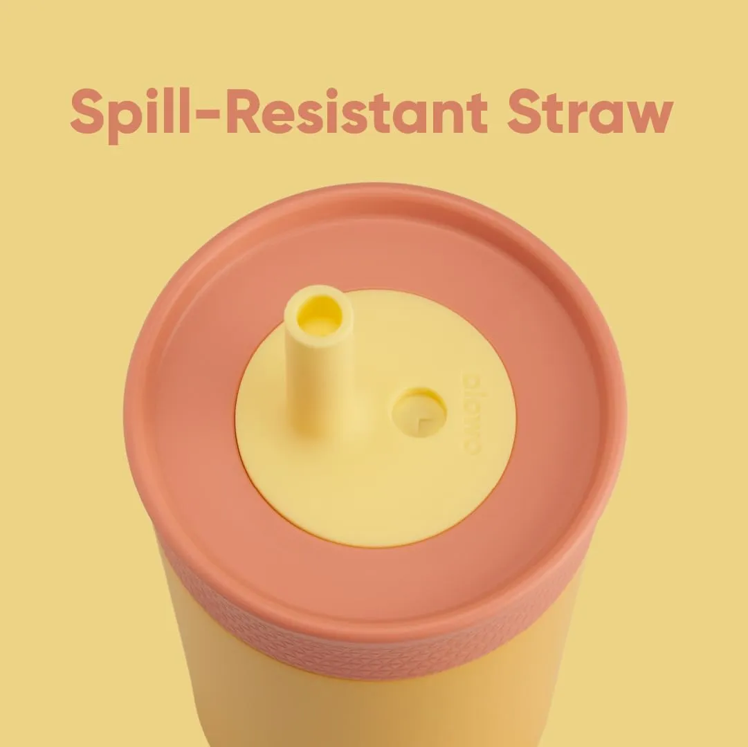 Kids Insulation Stainless Steel Tumbler with Spill Resistant Flexible Straw, Easy to Clean, Kids Water Bottle, Great for Travel, Dishwasher Safe, 12 Oz, Pink and Purple (Lilac Rocket)