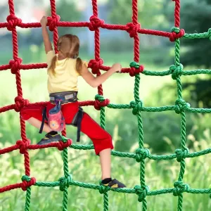Kids Outdoor Climbing Net - Heavy Duty Climbing Cargo Net for Jungle Gyms, Treehouse & Ninja Warrior Obstacle Courses | Portable Polyester, Easy Install,Fiber3.3x6.6ft