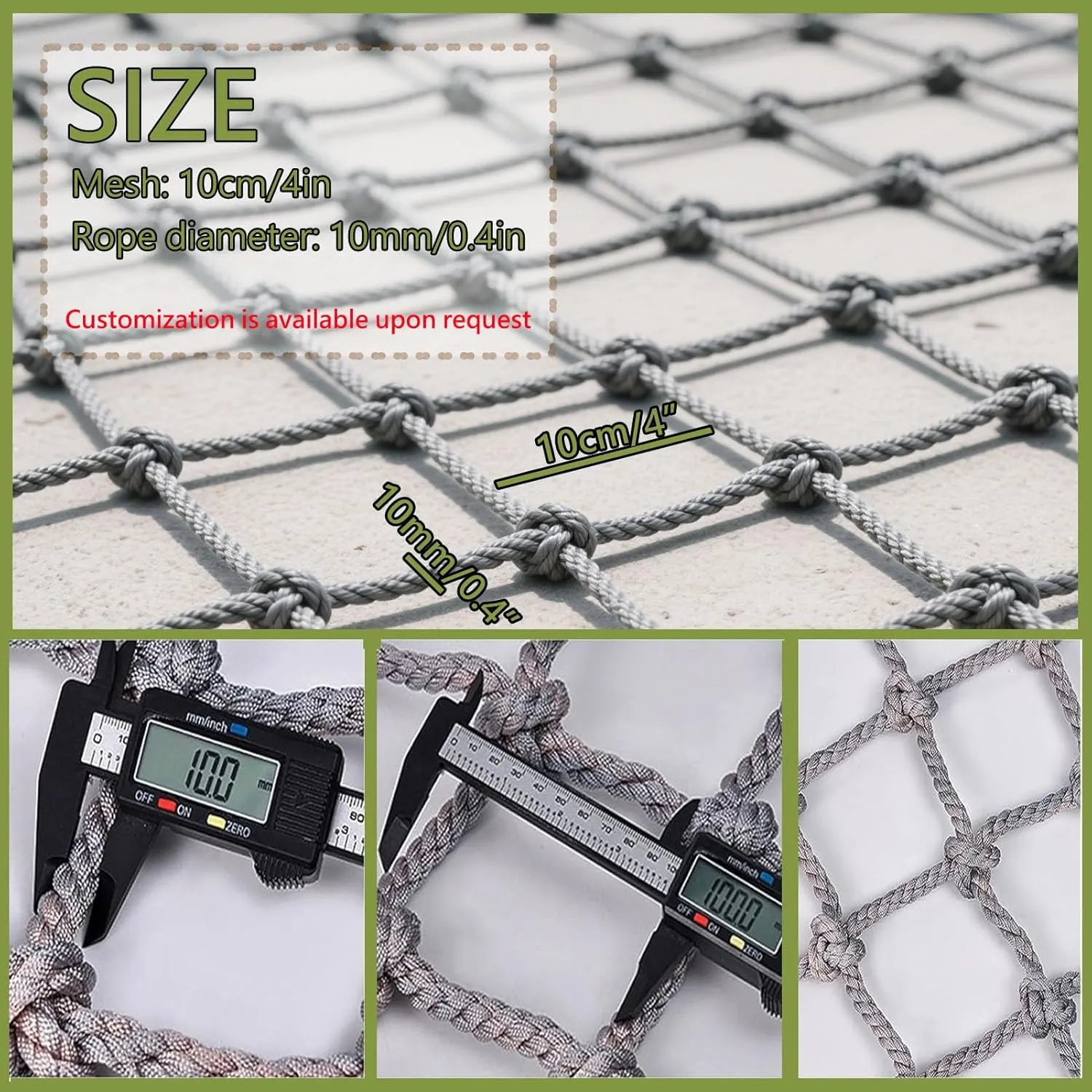 Kids Playground Net Cargo Net Rope Ladder for Treehouse Accessories Outdoor Climbing Net Heavy Duty Backyard Safety Protection Net,100x100cm
