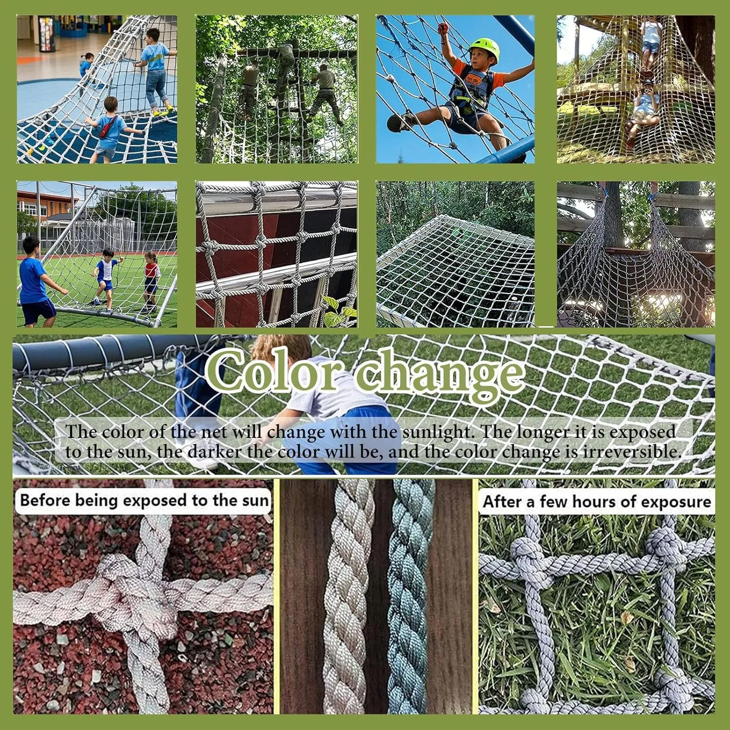Kids Playground Net Cargo Net Rope Ladder for Treehouse Accessories Outdoor Climbing Net Heavy Duty Backyard Safety Protection Net,100x100cm