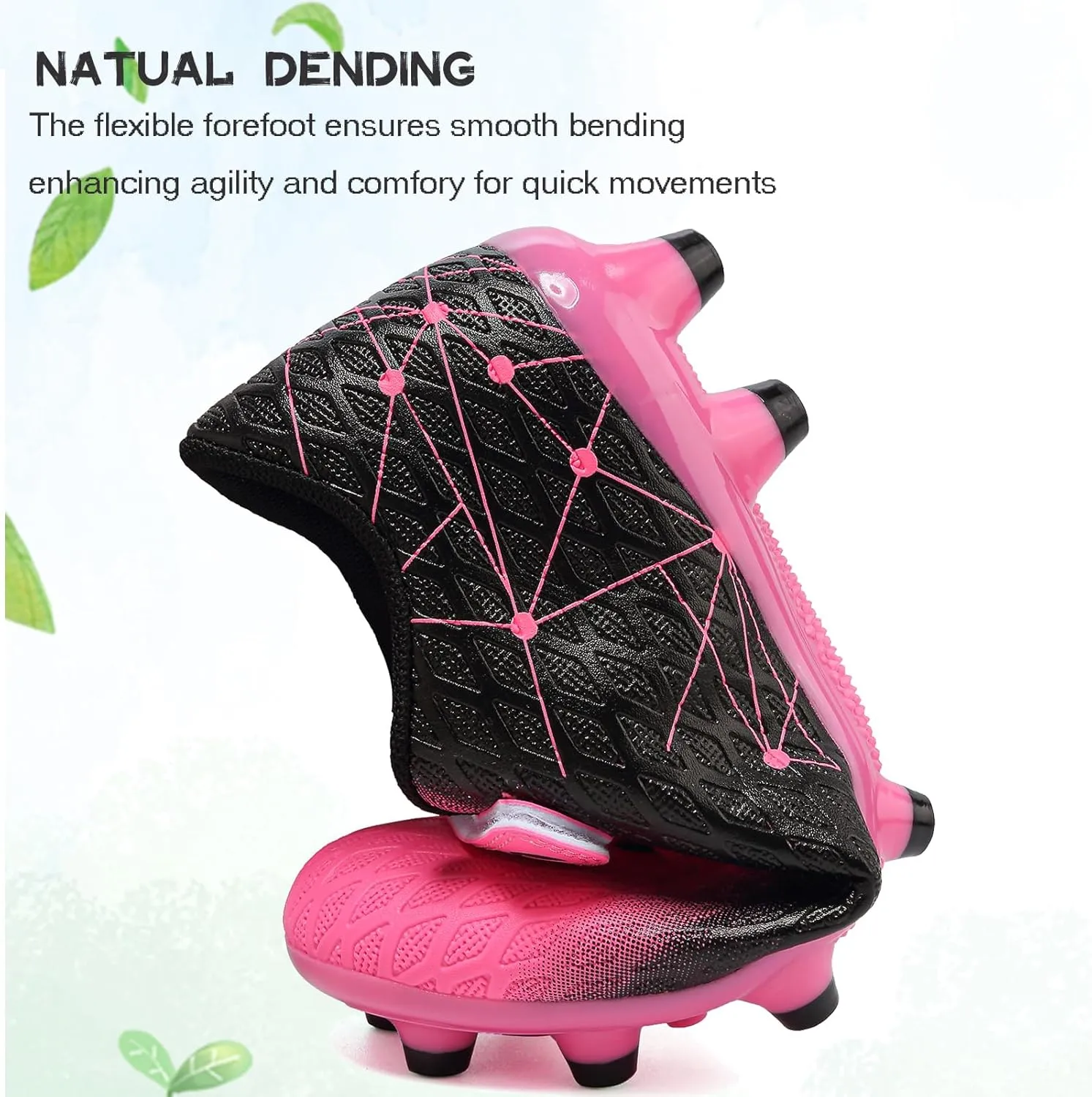 Kids Soccer Cleats Boys Girls Firm Ground Soccer FG/AG Soccer Athletic Outdoor Football Shoes Youth Turf Soccer Cleat Soccer Shoes for Little/Big Kid