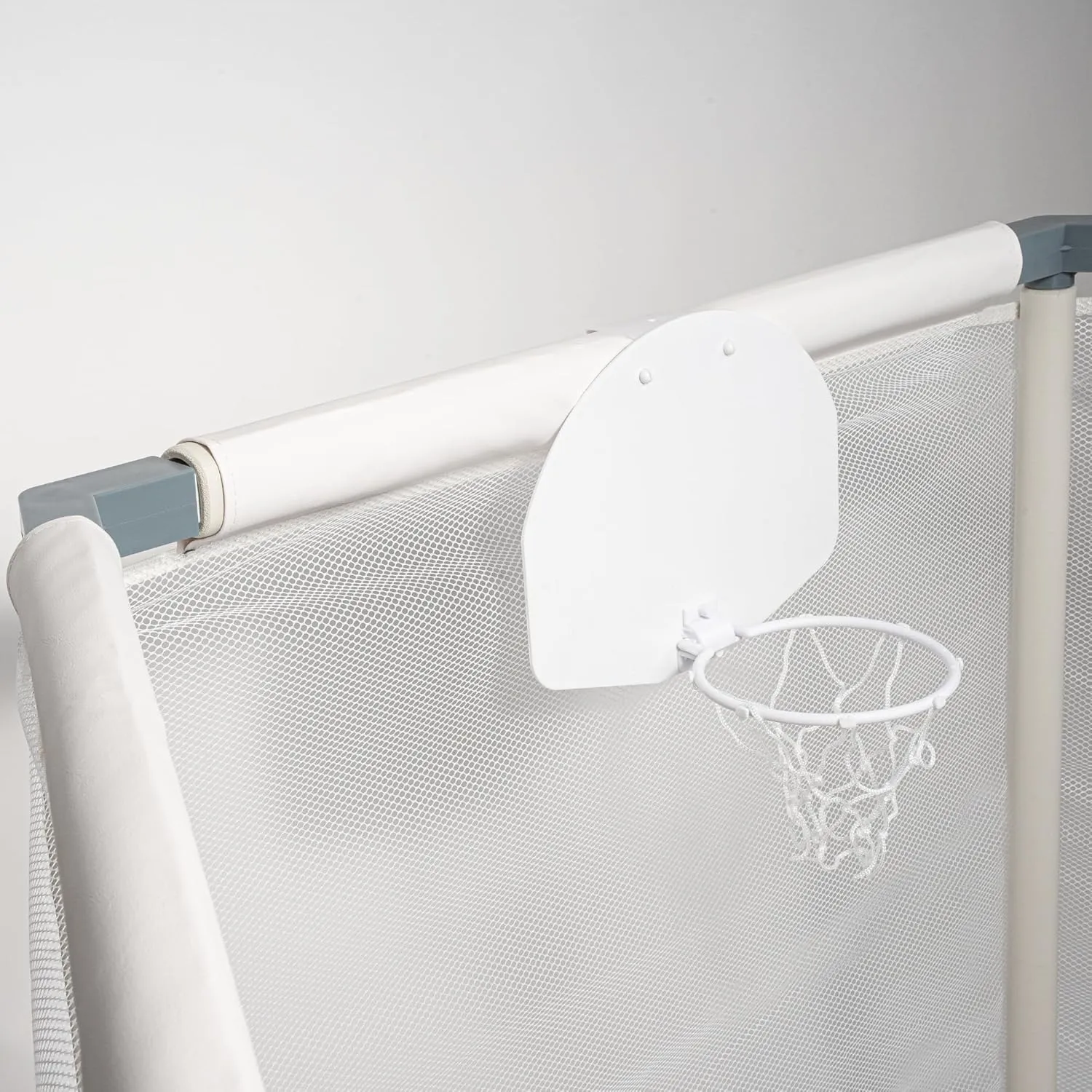 Kids Trampoline, Aesthetic Indoor and Outdoor Toddler Trampoline with Safety Net, Basketball Hoop, 220lb Capacity, Ultra Safe No-Gap Design, Gifts for Boys & Girls