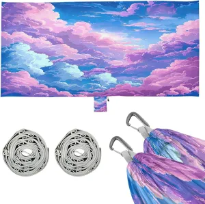 Kigai Colorful Clouds Camping Hammock Durable & Portable Travel Hammock Holds 330lbs with Tree Strapsm, Pocket, Camping Accessories