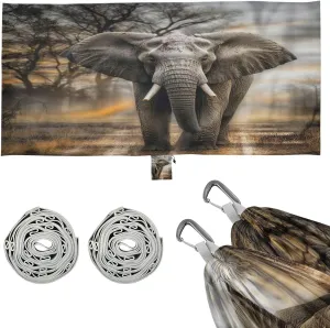 Kigai Cute Elephant Camping Hammock Durable & Portable Travel Hammock Holds 330lbs with Tree Strapsm, Pocket, Camping Accessories