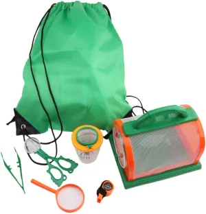 Kisangel 7pcs Portable Outdoor Observation Kit for Boy Girl Practical Magnifying Lens and Telescope for Wilderness Exploration and Hiking Adventures Green