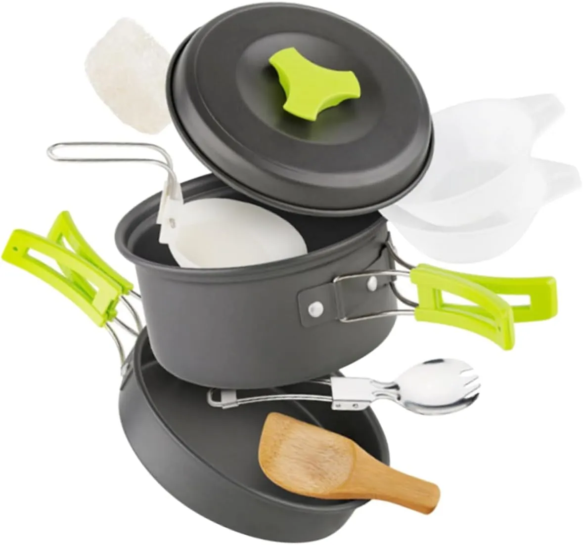 Kisangel Lightweight Camping Cookware Portable Outdoor Cooking Utensils with Insulated Handles Non Stick Design