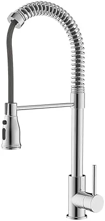 Kitchen Faucet, Pull-Down Dual-Function Sprayer, 8.7" Spout Reach, 19" Height, Easy Install & CUPC Certified, Brushed Nickel