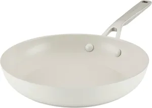 KitchenAid Hard Anodized Ceramic Nonstick Cookware Frying Pan/Skillet, 10 Inch Non Stick Fry Pan with Stainless Steel Handle - Porcelain White