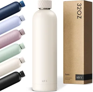 KIVY 32oz Stainless Steel Insulated Water Bottle - Leak Proof, Keeps Cold Up to 24 Hours, Hot Up to 18 Hours - 1 Liter Capacity, Premium Insulation, Patented Leakproof Lid