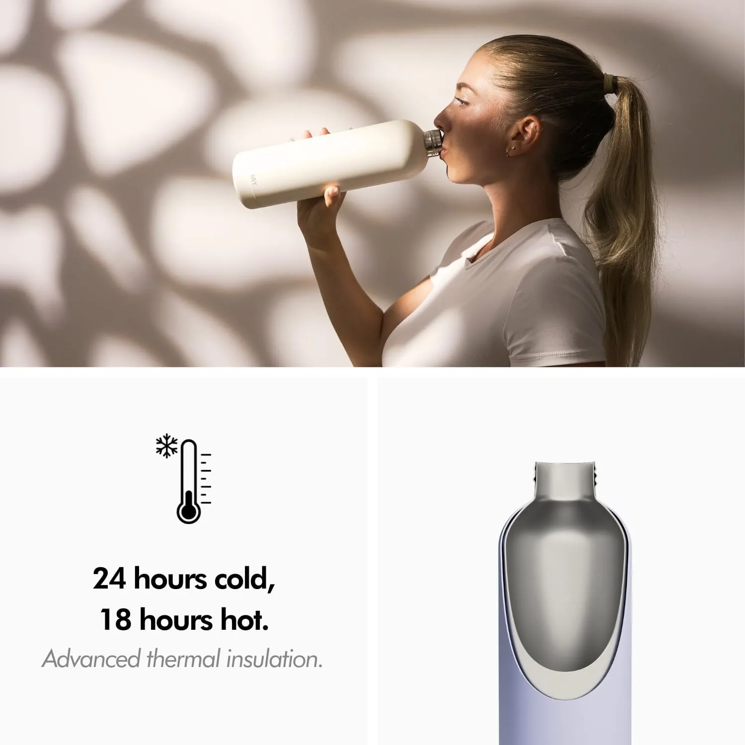 KIVY 32oz Stainless Steel Insulated Water Bottle - Leak Proof, Keeps Cold Up to 24 Hours, Hot Up to 18 Hours - 1 Liter Capacity, Premium Insulation, Patented Leakproof Lid
