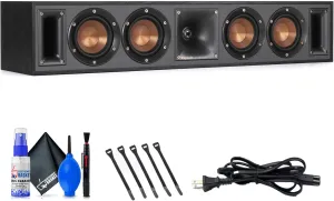 Klipsch R-34C Center Channel Speaker (1065837) Bundle Including: Cables, Cable Ties, Cleaning Kit