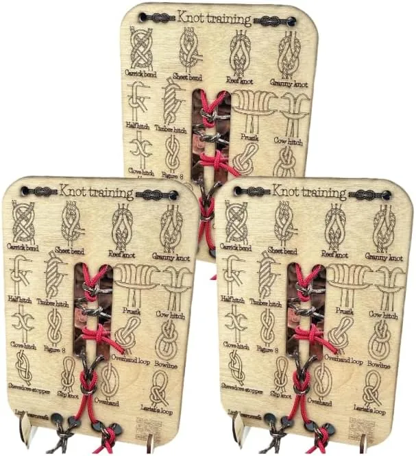 Knot Training Board & Practice Kit – Perfect for Outdoor Survival Training: Practice 16 Essential Knots with This Durable Eco-Friendly Tying Board.