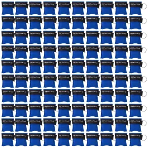 KONGDY 100 Counts CPR Pocket Mask Keychain, CPR Face Shield with One Way Valve Breathing Barrier for First Aid or CPR Training Disposable Blue