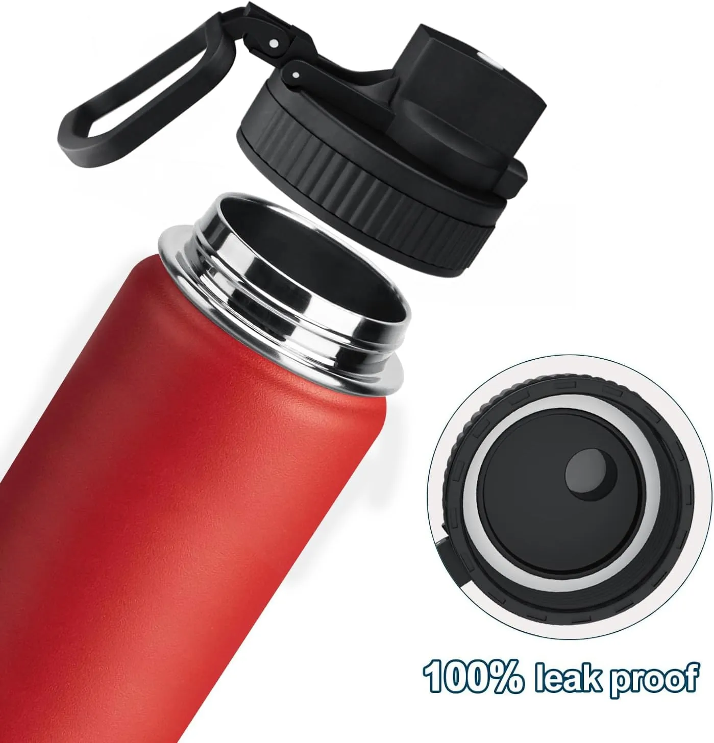 koodee 12 oz Water Bottle with Straw- Stainless Steel Double Wall Vacuum Insulated Wide Mouth Flask with Straw Lid, Sports Metal Water Bottle for Girls and Boys (Canyon Red)