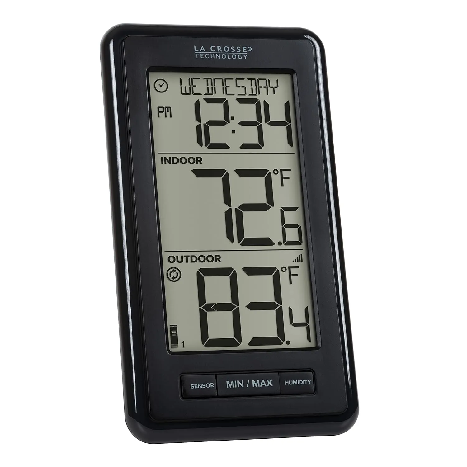 La Crosse Technology 308-43647-INT Digital Black Wireless Thermometer with Indoor Humidity, LCD