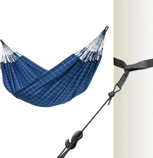 LA SIESTA Brisa Classic Hammock with Suspension Tree Straps, Handmade, Weather-Resistant, Tear-Resistant Hammock for Indoor & Outdoor Relaxation, Size-King - Marine