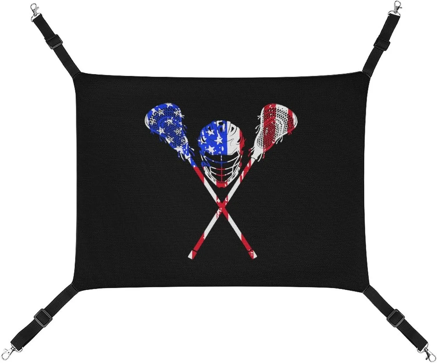 Lacrosse USA Flag Hanging Cat Bed Soft Breathable Pet Hammock for Cage Pet Sleeper for Kitten Ferret Puppy Rabbit