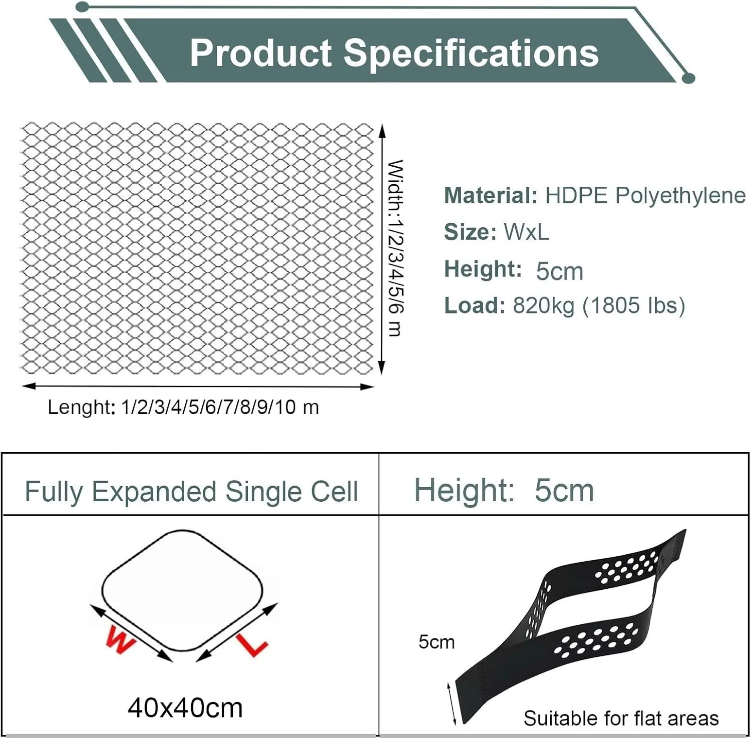 Large Slope Grid Erosion Control, Honeycomb Soil Muds Support Mesh for River Bank Embankment, Outdoor Patio Backyard Pathway Walkway Pea Gravel Geogrid, 3ft/6.5ft/10ft/13ft/16.5ft/20ft/23ft/26ft/30ft/