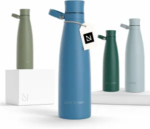 LARS NYSØM Stainless Steel Insulated Water Bottle 25oz 34oz | Insulated Thermo Flask for Hot and Cold Beverages | Leakproof Drinking Bottle (Calypso Blue, 25.4oz)