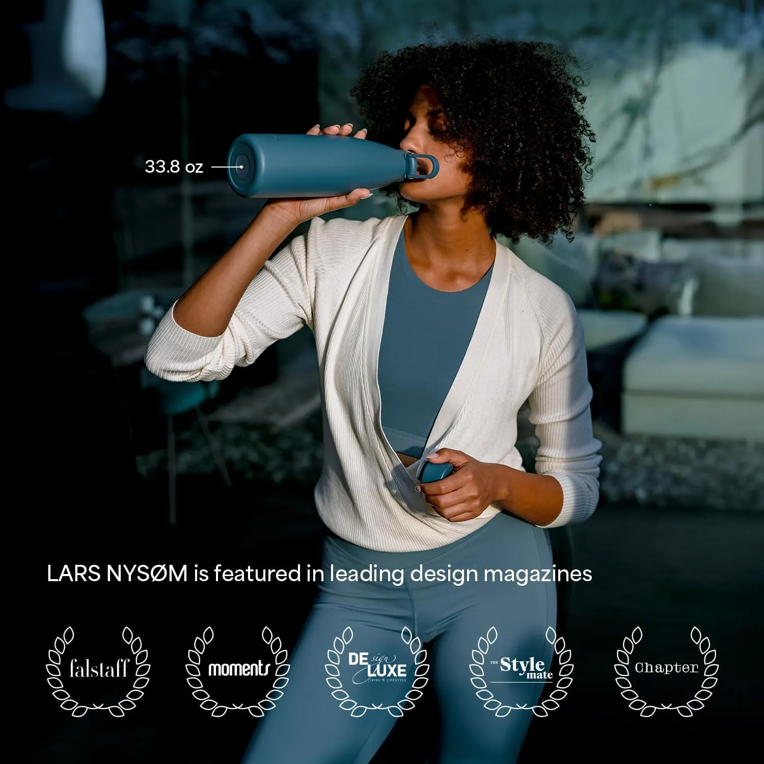 LARS NYSØM Stainless Steel Insulated Water Bottle 25oz 34oz | Insulated Thermo Flask for Hot and Cold Beverages | Leakproof Drinking Bottle (Stainless Steel, 25.4oz)