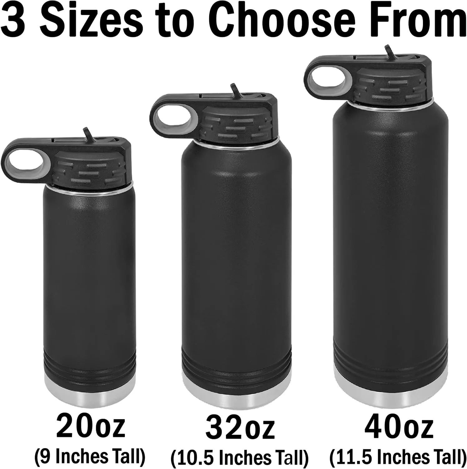 LaserGram Personalized Water Bottle, Trumpet, Stainless Steel Double Wall Vacuum Insulated with Flip Top Straw, Custom Engraved Gift (40oz / 1180ml Dark Blue)
