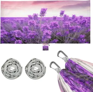 Lavender Camping Hammock, Single Portable Hammocks with Tree Straps & Attached Carry Bag, 330Lbs Capacity Perfect for Outside Indoor Hiking Beach Backpack Travel