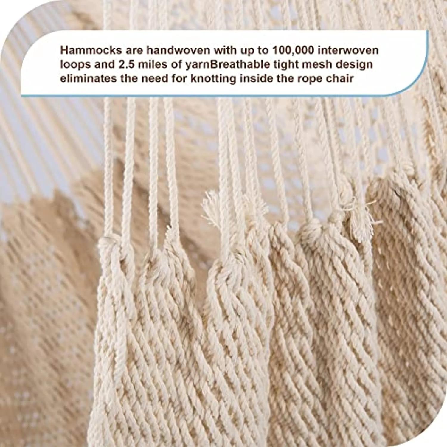 Lazy Daze Hammock Chair Caribbean Hanging Rope Weaving Chair with 40" Hardwood Spreader Bar and Soft-Spun Cotton Rope for Indoor/Outdoor Backyard & Living Room, Max 300 LBS, Natural