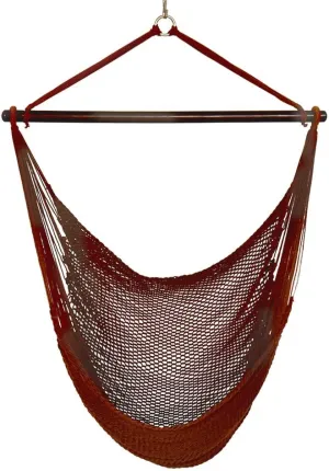 Lazy Daze Hammock Chair Caribbean Hanging Rope Weaving Chair with 40" Hardwood Spreader Bar and Soft-Spun Cotton Rope for Indoor/Outdoor Backyard & Living Room, Max 300 LBS, Natural