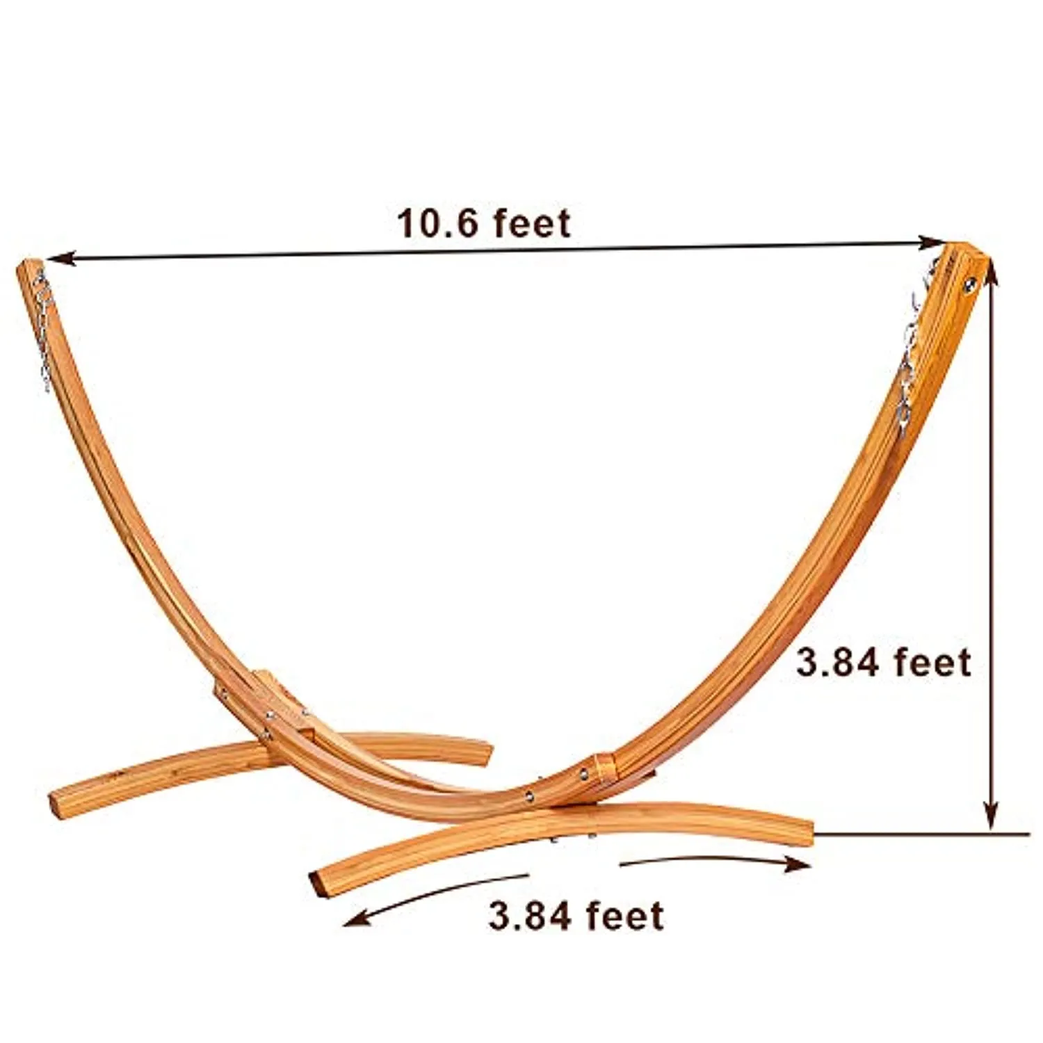 Lazy Daze Hammocks 10 FT Outdoor Arc Wood Hammock Stand, 2 Person Russian Pine Hardwood Hammock Stand with Hooks and Chains, for Home Patio Garden Yard Picnic Camp, 450lb Capacity