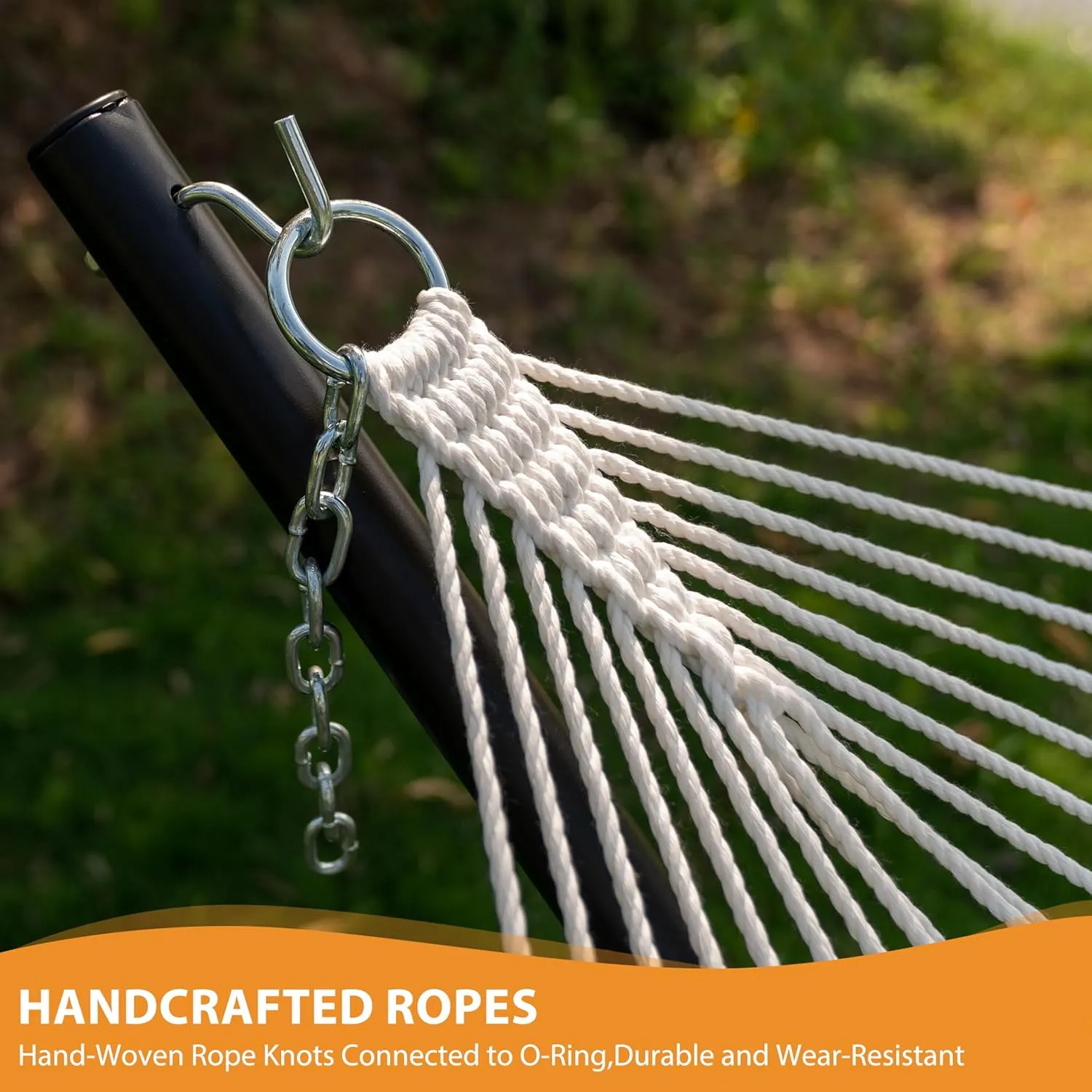 Lazy Daze Hammocks Quick Dry Hammock with Spreader Bar 2 Person Double Hammock with Chains Outdoor Outside Patio Poolside Backyard Beach 450 lbs Capacity, Coffee Stripes