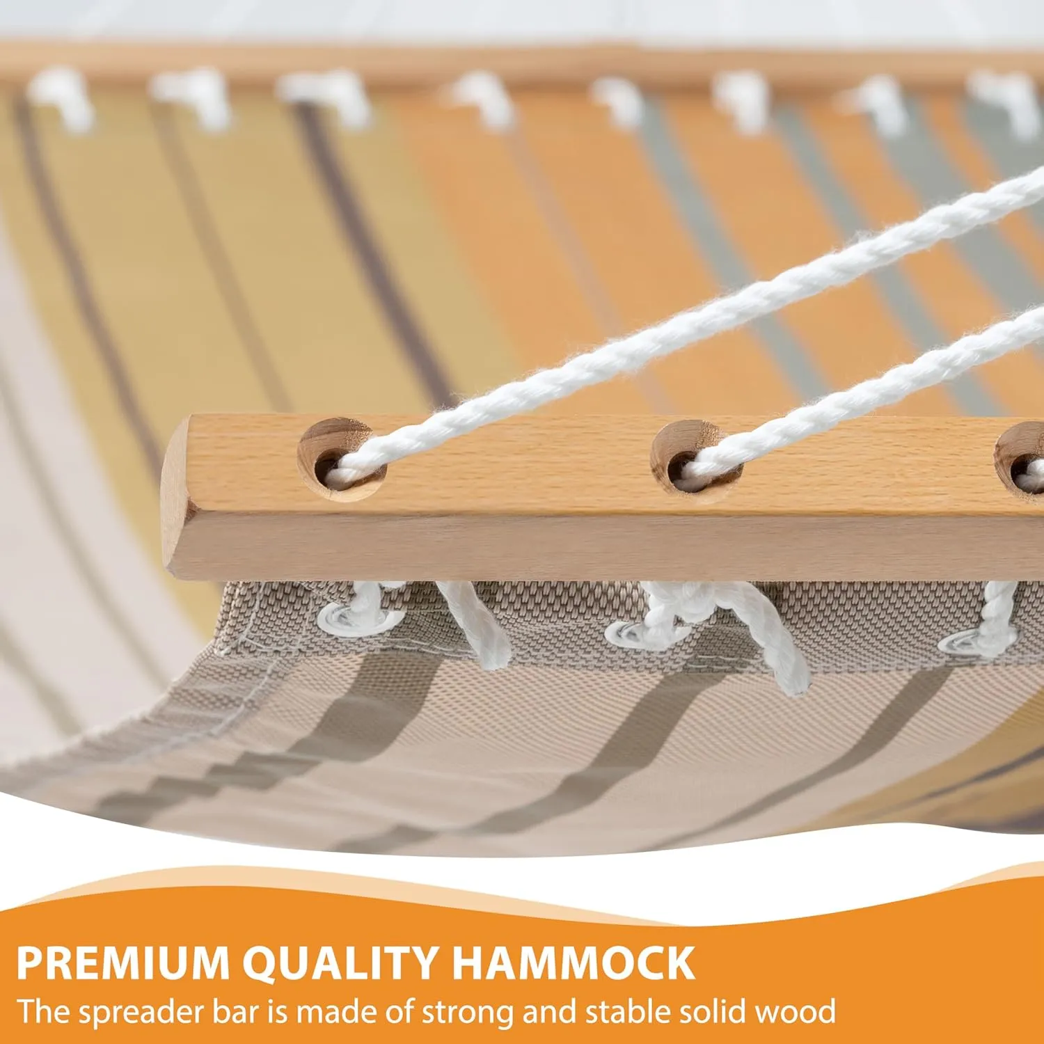 Lazy Daze Hammocks Quick Dry Hammock with Spreader Bar 2 Person Double Hammock with Chains Outdoor Outside Patio Poolside Backyard Beach 450 lbs Capacity, Coffee Stripes