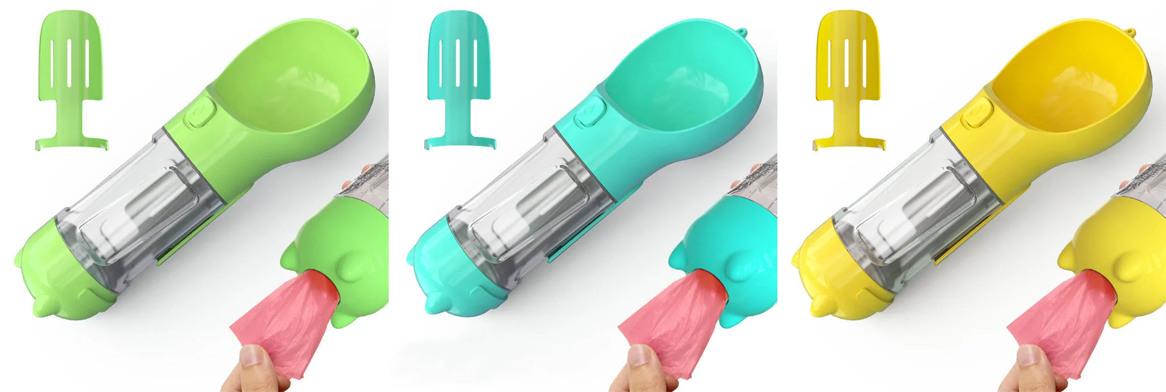 Leak Proof Dog Water Bottle with Food Storage and Waste Bag Holder