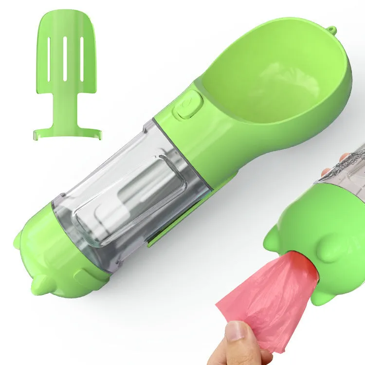 Leak Proof Dog Water Bottle with Food Storage and Waste Bag Holder