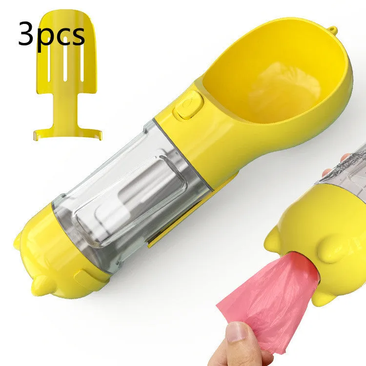 Leak Proof Dog Water Bottle with Food Storage and Waste Bag Holder