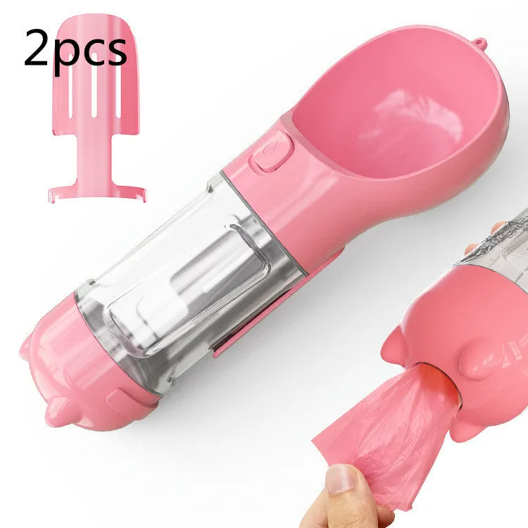 Leak Proof Dog Water Bottle with Food Storage and Waste Bag Holder