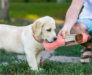 Leak Proof Dog Water Bottle with Food Storage and Waste Bag Holder