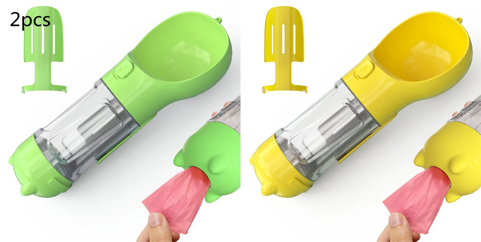 Leak Proof Dog Water Bottle with Food Storage and Waste Bag Holder