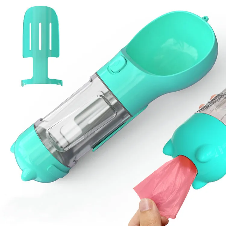 Leak Proof Dog Water Bottle with Food Storage and Waste Bag Holder