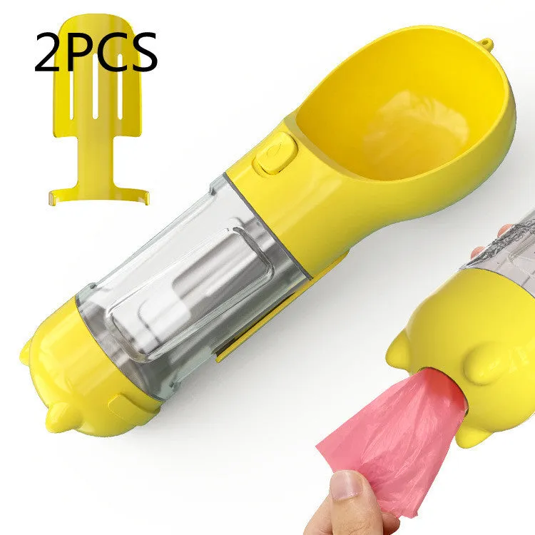 Leak Proof Dog Water Bottle with Food Storage and Waste Bag Holder