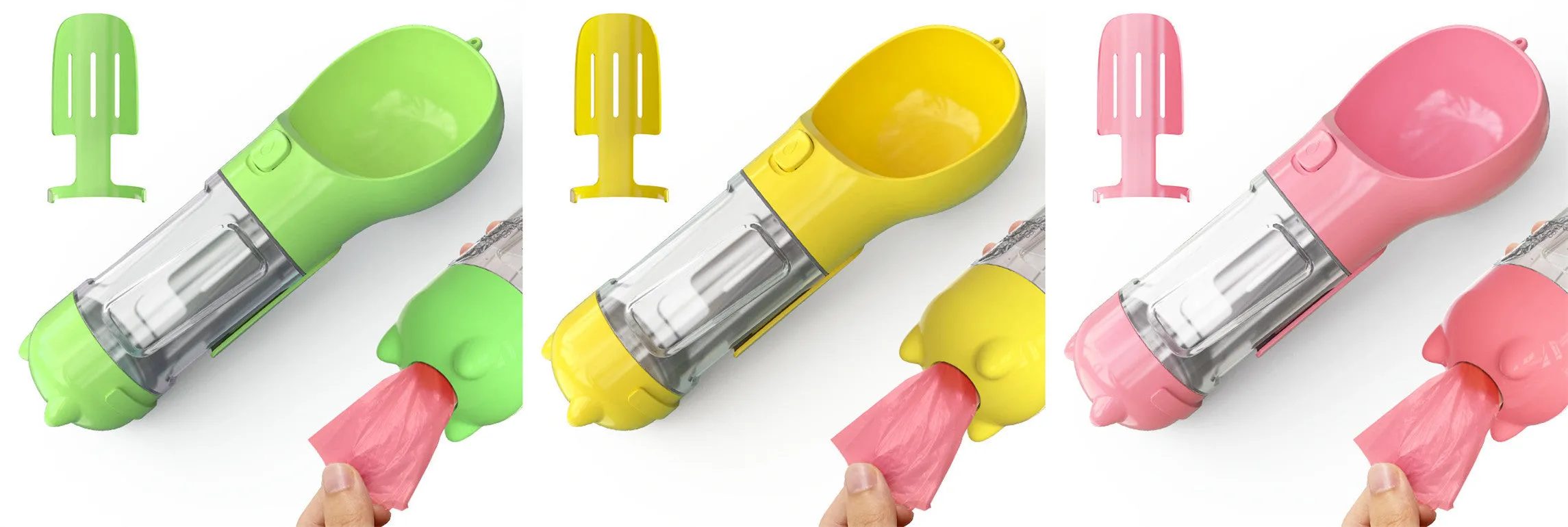 Leak Proof Dog Water Bottle with Food Storage and Waste Bag Holder
