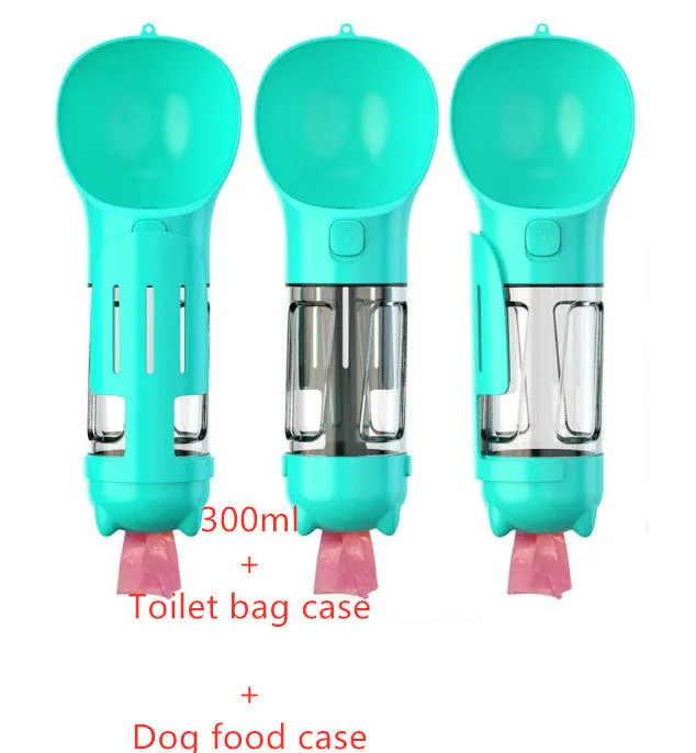 Leak Proof Dog Water Bottle with Food Storage and Waste Bag Holder