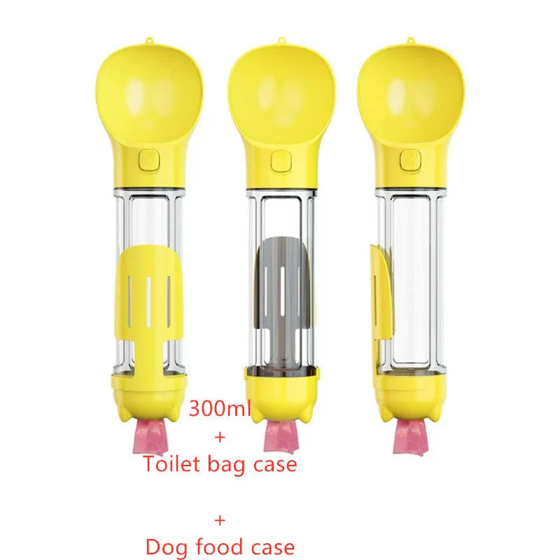 Leak Proof Dog Water Bottle with Food Storage and Waste Bag Holder