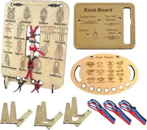 Learn Knot Training Board- Many Popular Knots,Learning Knot Tying Kit,Learn to Tie Knots Kit for Adults Beginner How to Knot Advised Fishing Backpacking Hiking Outdoor Camping Gear Knots