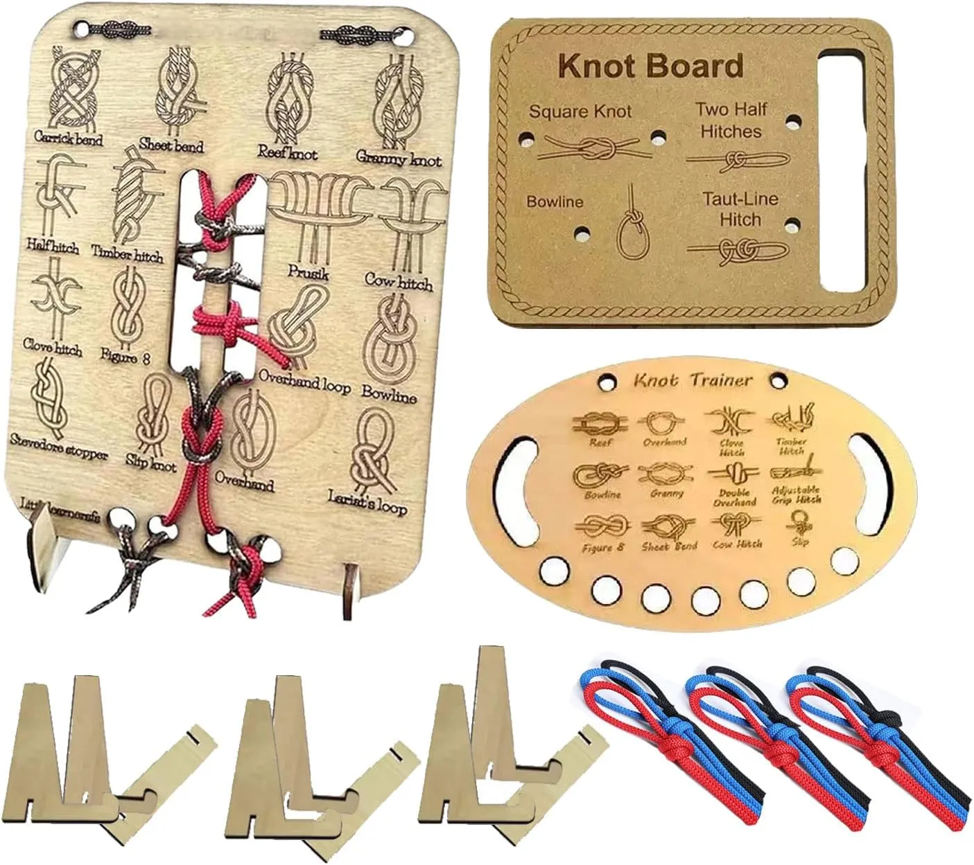 Learn Knot Training Board- Many Popular Knots,Learning Knot Tying Kit,Learn to Tie Knots Kit for Adults Beginner How to Knot Advised Fishing Backpacking Hiking Outdoor Camping Gear Knots